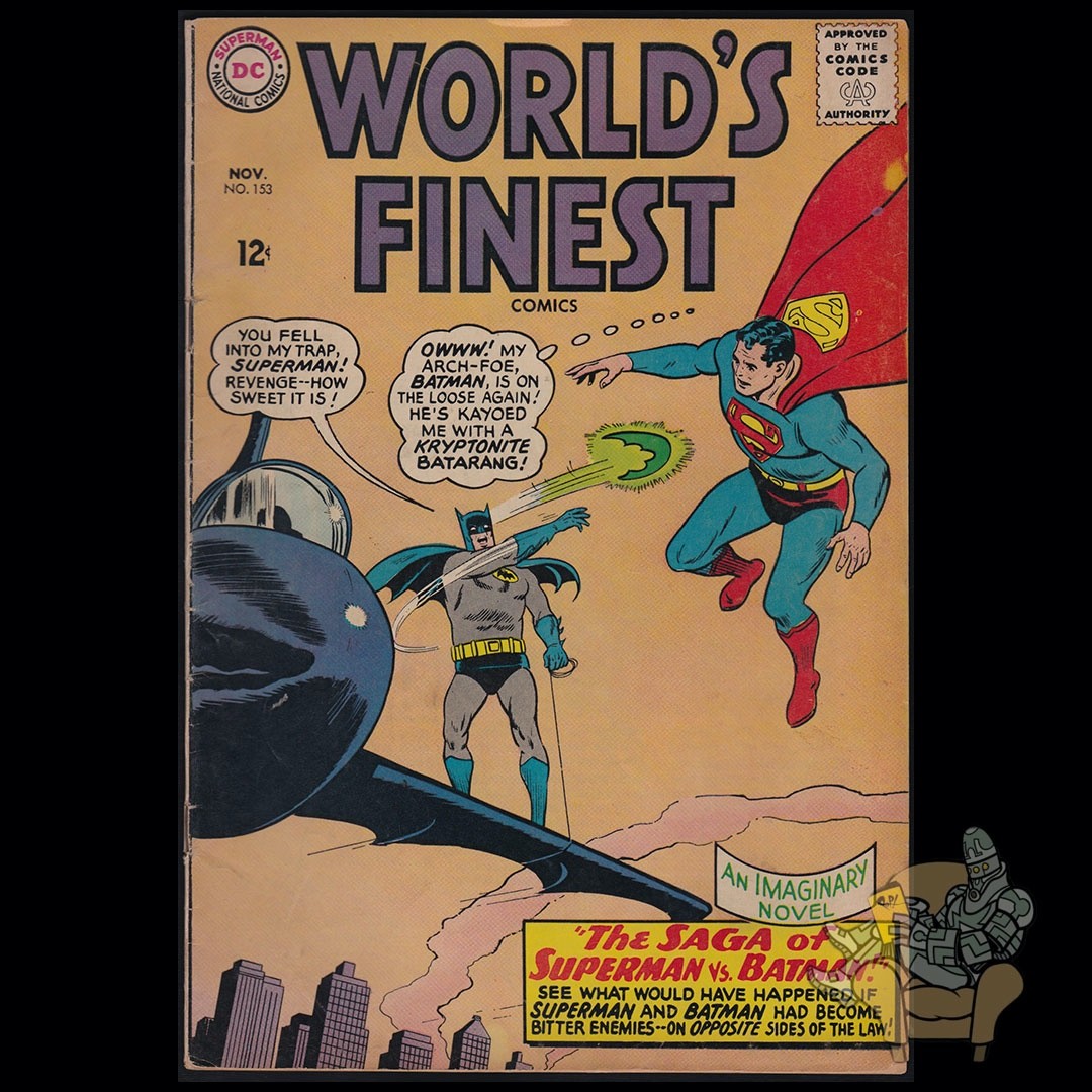 DC Comics WORLDS FINEST COMICS #153 Batman Slapping Robin Meme 1965 FN!