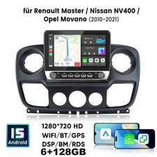 Carplay Autoradio 8 Core 6+128 Für Renault Master Nissan NV400 Opel Movano 4G