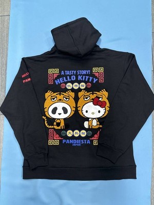 Hello Kitty x Pandieesta Japan Schwarz Hoodie Baumwollmischung Größe L