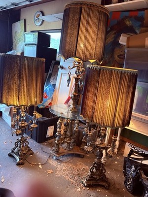 L&L Loevsky WMC Hollywood Regency Table Lamp Set Gothic Revival Maximalist