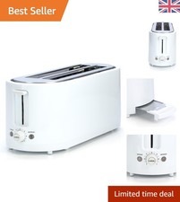 Atlanta White 4 Slice Toaster | Powerful 1300W with Crumb Tray & High-Lift Lever