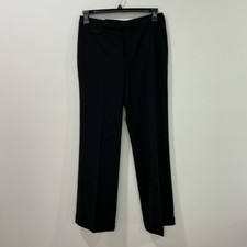 Lauren Ralph Lauren Flat Front Pants Women Sz 8 Black Office Wool Wide Leg