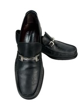 Salvatore Ferragamo Loafers Black Leather Shoes Size 9 EE Men  s
