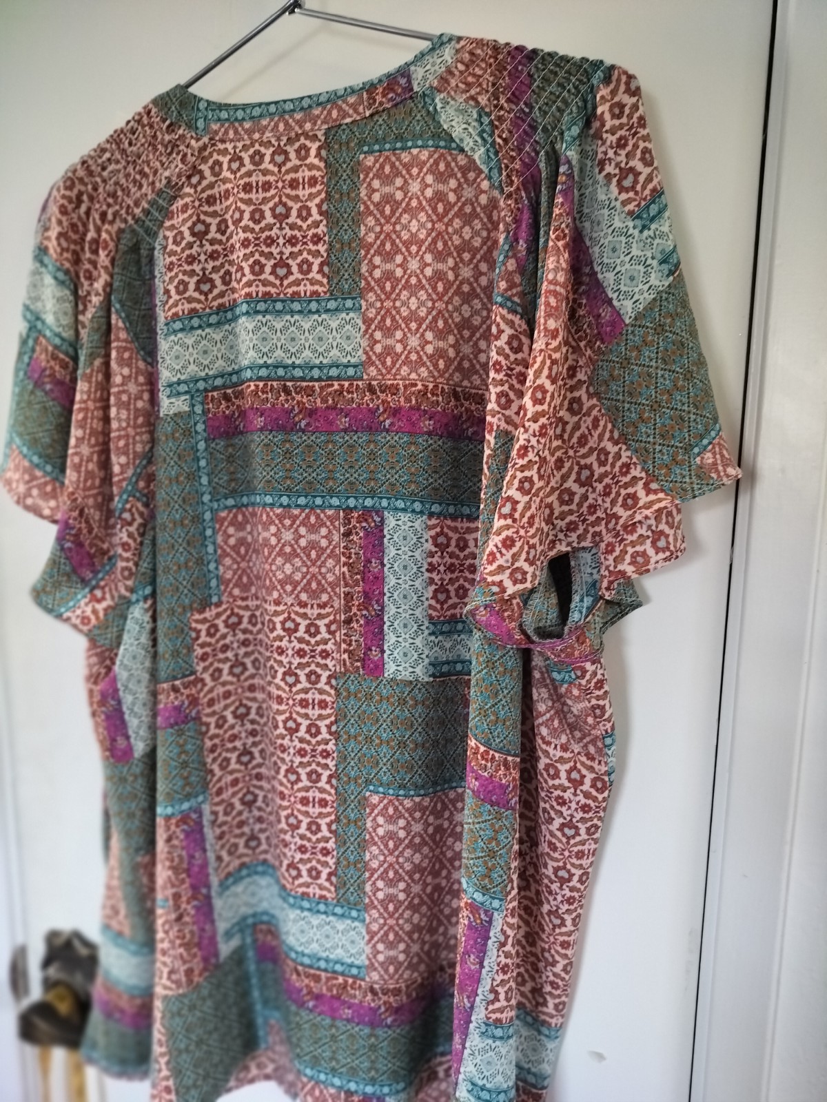 Rose + Olive Beautiful Multicolor Patchwork Blous… - image 6