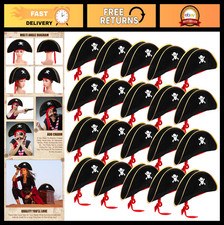 Pirate Hat for Adults - Skull Print Captain Cap, Nautical Costume Party Accessor