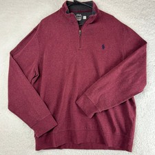 Polo Ralph Lauren Pullover Mens XL Burgundy 1/4 Quarter Zip Pony Sweater Casual
