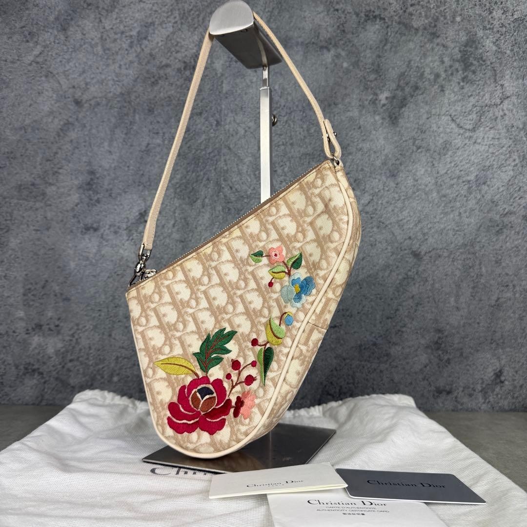 ら*送様 Christian DIOR タンクトップ　トロッター　フラワー刺繍入 Christian Dior Trotter Flower Embroidered Saddle Bag Auth | eBay