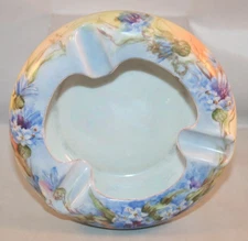 Vintage Floral Hand-Painted Ceramic Ashtray
