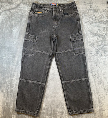 Gmpyre Jeans Mens 33 (35x29) Black Carpenter Wide Legs Pocket Denim