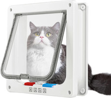 Cat Door for Windows, 4 Way Locking Cat Flap for Thin Door and Wall, Weatherproo
