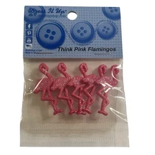 Dress It Up Think Pink Flamingos Buttons -  Cute Glittery Flamingo 197