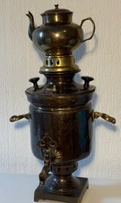 Original Tula-Samowar P. W. Kuljaschew ~1890&ndash;1910 komplett mit Kanne, Messing