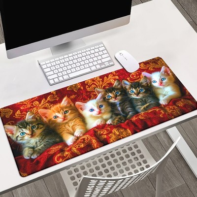 40*90cm1pc Cute Tabby Mouse Pad & Keyboard Mat - Non-Slip Rubber Base GamingOffi