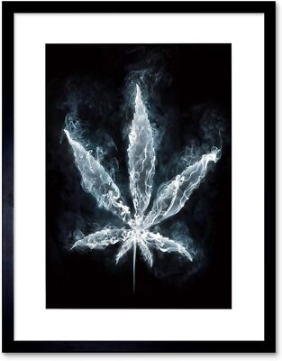 Wee Blue Coo Painting Drawing Smoking Marijuana Weed Leaf Framed Wall Art  Print | eBay, image size:313x400