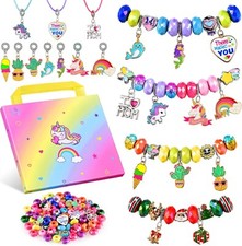Girls Charm Bracelet Making Kit - Kids Unicorn Jewelry Supplies Make Set DIY Art