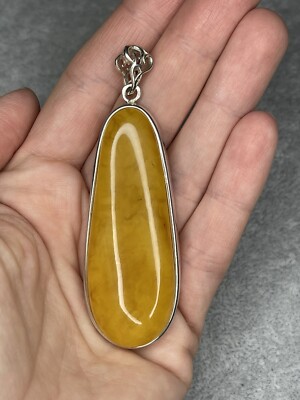BALTISCHER AMBER Eigelb Bernstein ANHÄNGER mit Sterling Silber. Vintage Bernstein Stein.