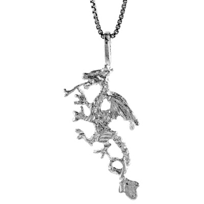 925 Sterling Silber Drachen Anhänger 1 1/4 Zoll groß