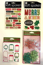 LOT CHRISTMAS Glitter Chipboard Embellishments STICKERS Soft Spoken Recollection