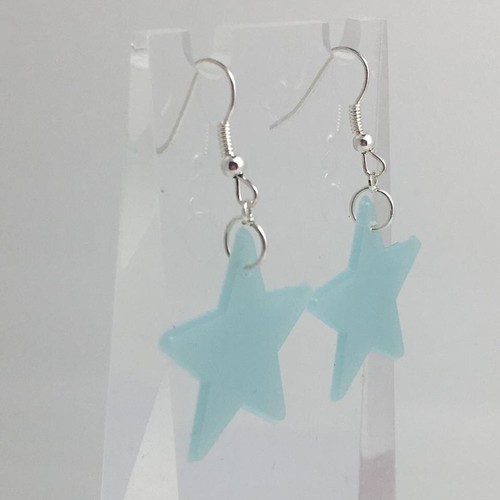 Glow in the dark star earrings , acrylic lightweight Kitsch Fun 5cm to 16cm long - Picture 25 of 90
