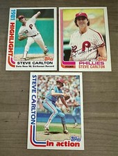 (3) 1982 Topps Steve Carlton Base Action & Highlights Philadelphia Phillies HOF