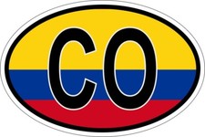 Sticker oval flag vinyl country code CO colombia