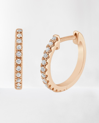14K Rose Gold ct Round G-H SI1-SI2 Natural Diamond Hoop Earrings  Certified
