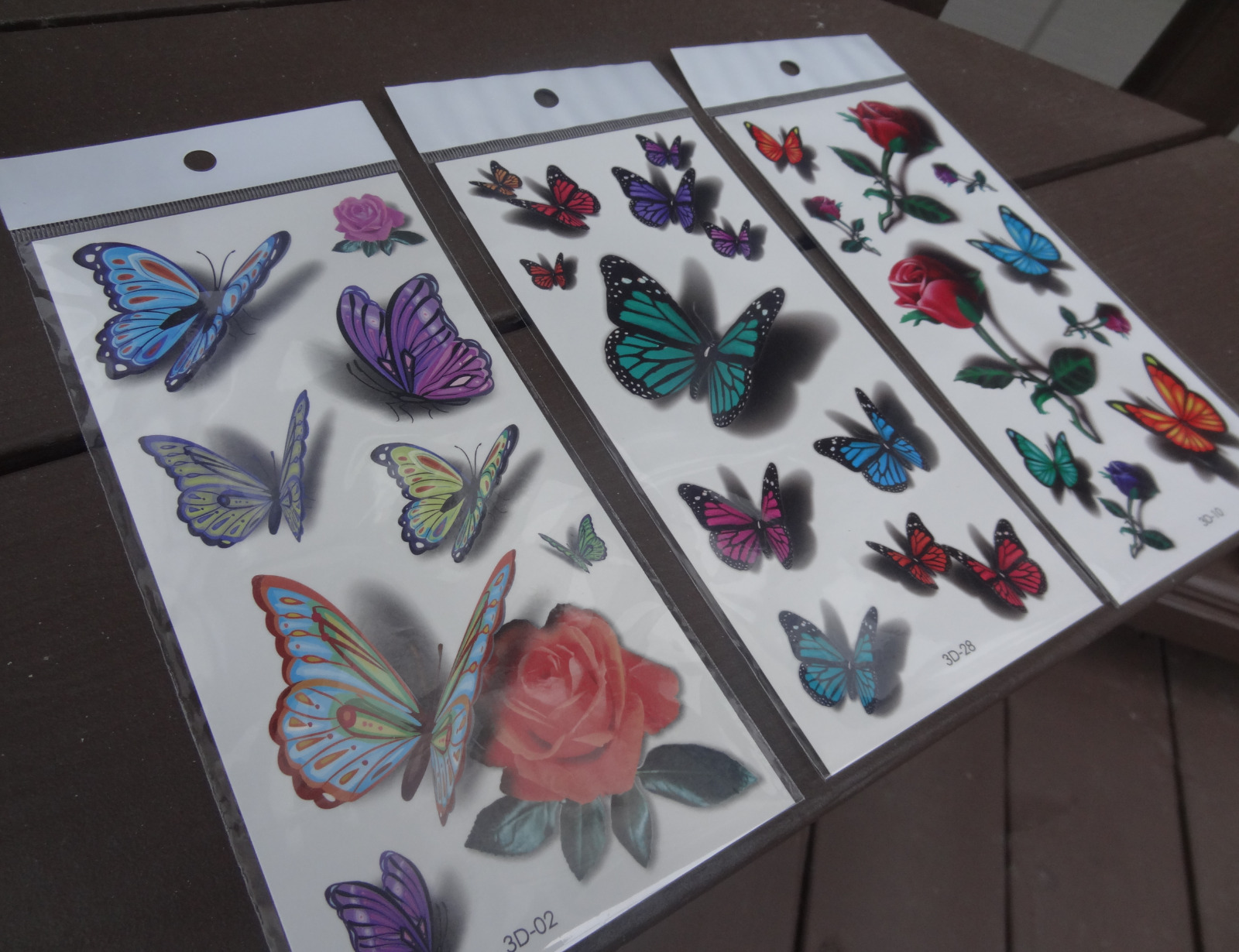 3 Sheets/Set Temporary Tattoo Stickers Waterproof 3D Butterfly Flowers Body Art