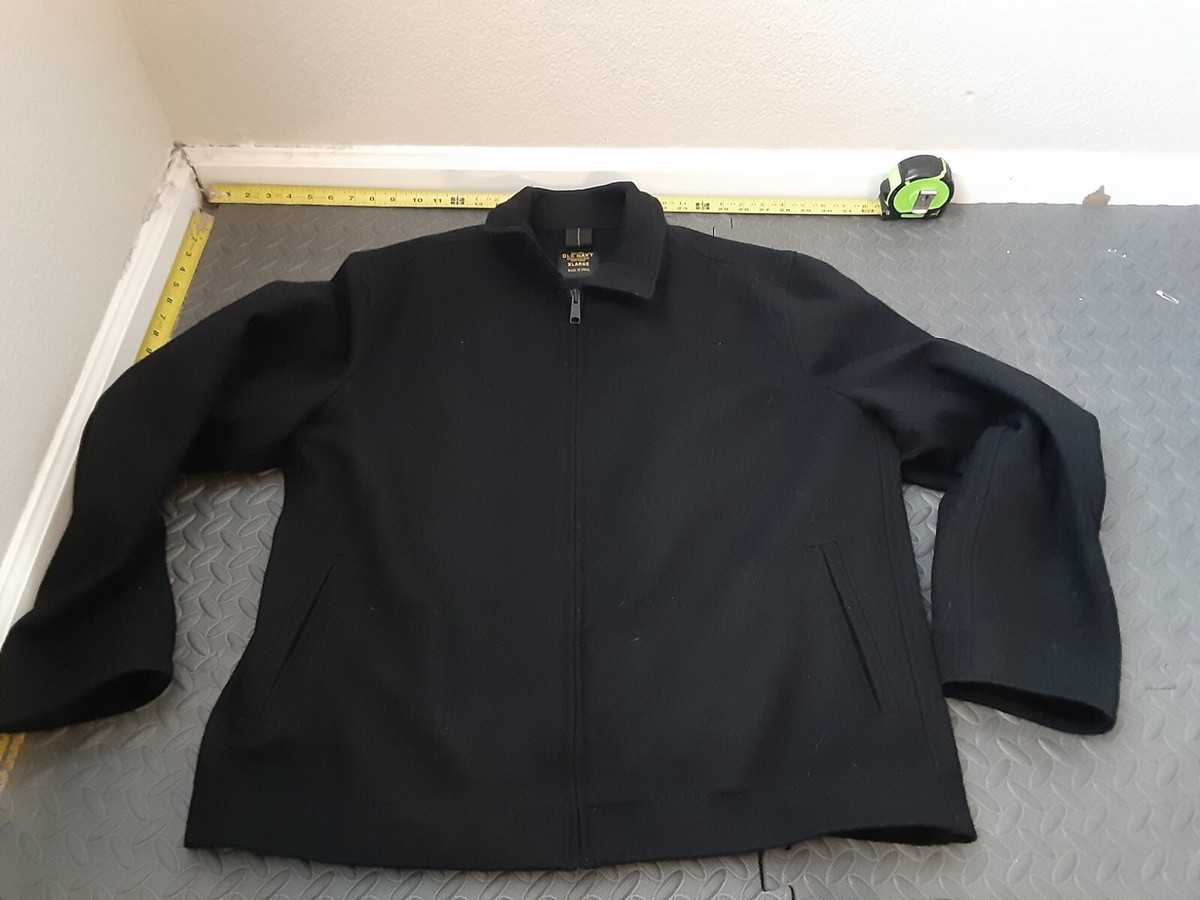 Old Navy Black Classic Wool Blend Full Zip Bomber Jacket Men's