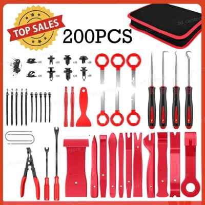 200PCS Car Trim Removal Tool Set Hand Tools Pry Bar Panel Door Interior Clip Kit