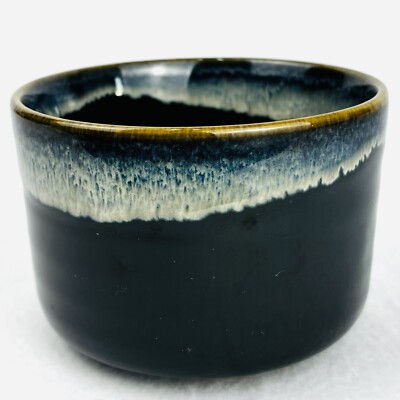 Japan Tea Ceremony Matcha Chawan Tea Bowl Aurora Deep Navy Blue White Mino Ware
