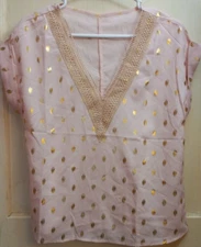 Shein Top Pink And Gold Cap Sleeve Top Size Extra Small