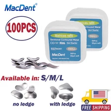 100×Dental Matrices Sectional Contoured Metal Soft Band Matrix Refill 50μm S/M/L