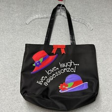 RED HAT SOCIETY Shoulder Bag Black Tote Zippered Live Love Laugh Accessorize
