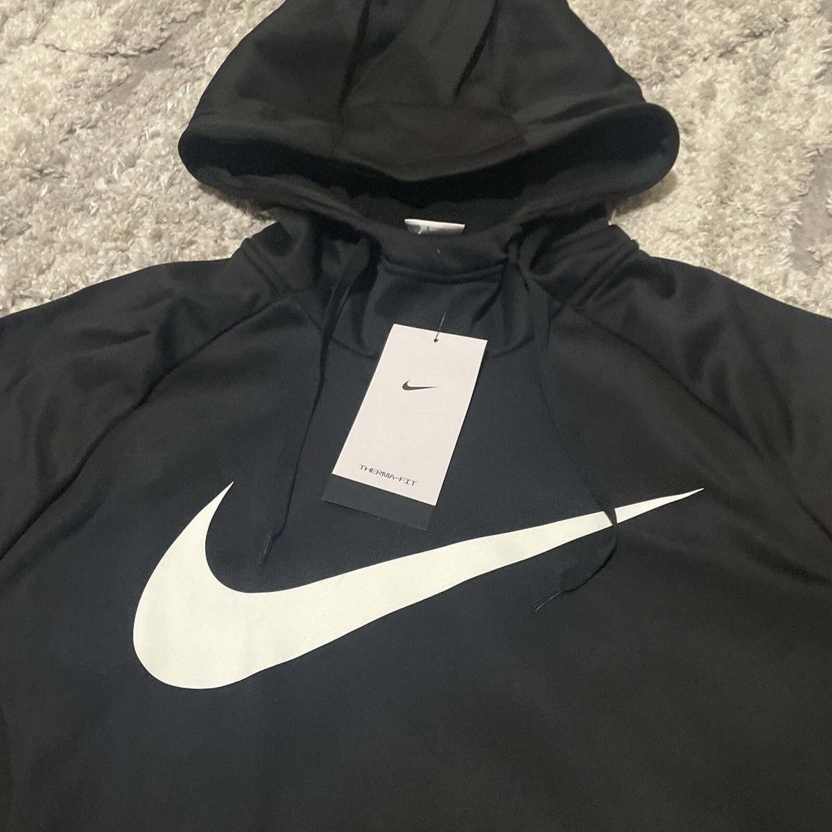 MEN NIKE THERMA PULLOVER SWOOSH TRAINING HOODIE BLACK CU6238-010