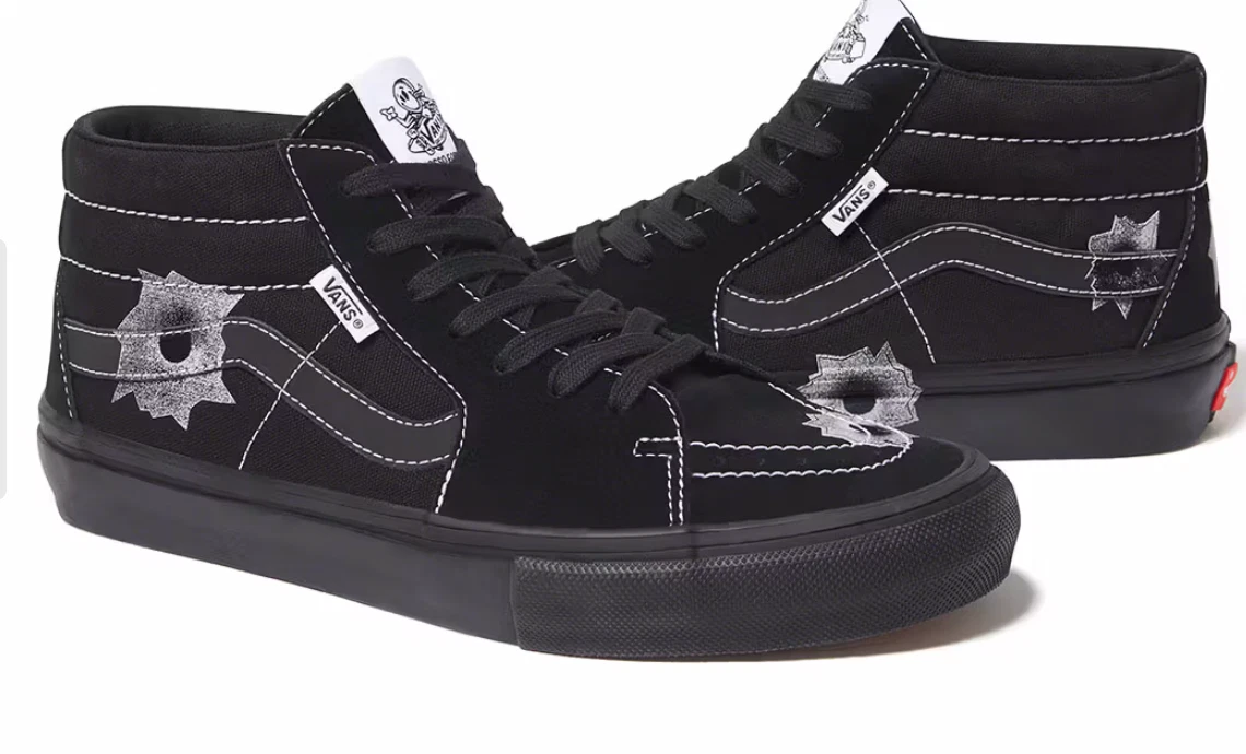Supreme x nate lowman x Vans Skate Grosso Mid noir neuf exclusivité Japon