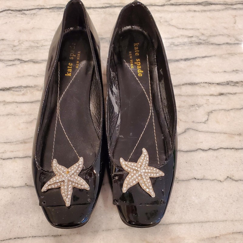 Kate Spade Black Slip On Shoes with Starfish Size 5