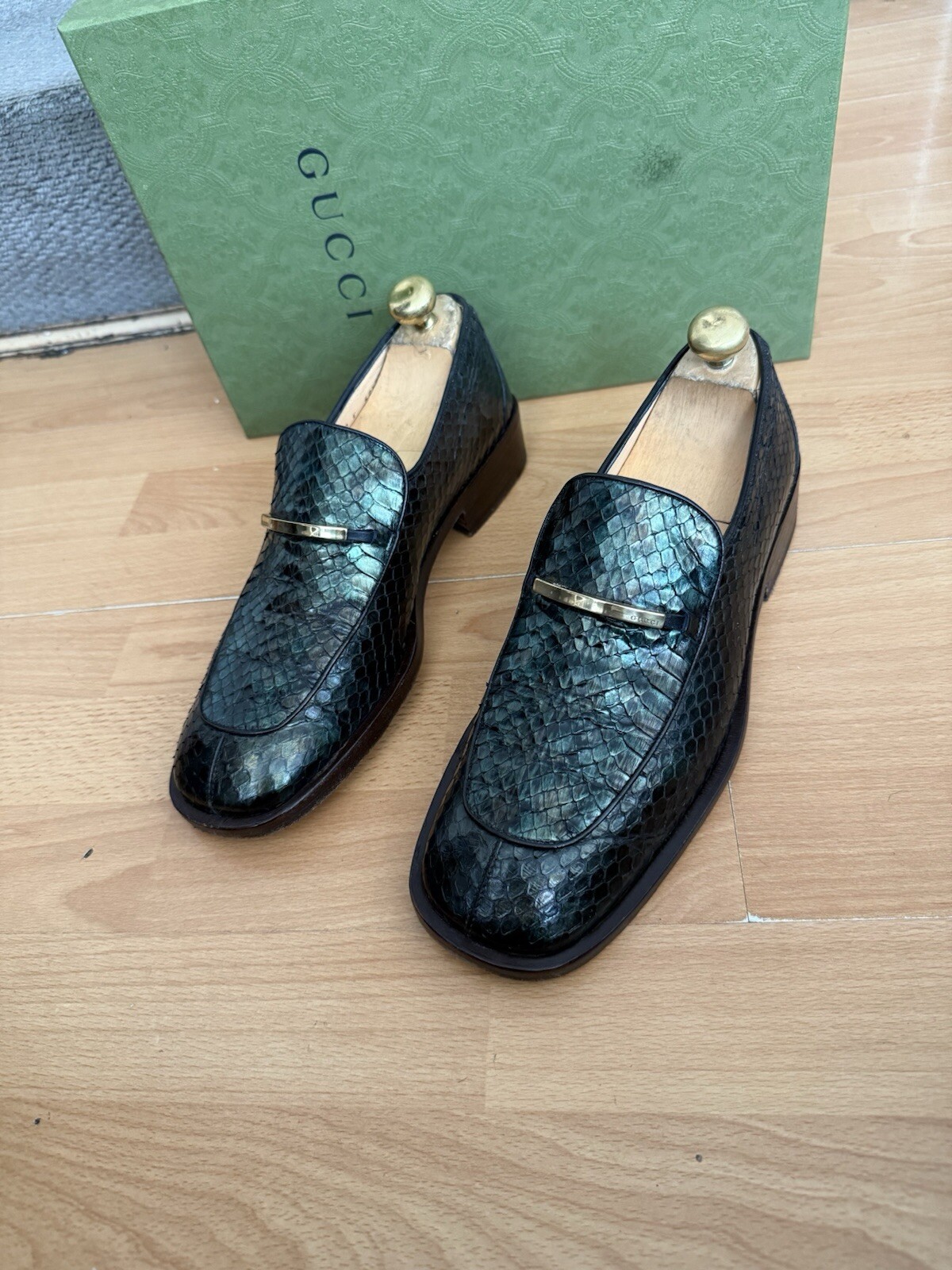 Gucci Python Snake Skin Leather Mens Horsebit Loa… - image 3
