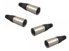 XLR Male Plug Connector 's Metal Black 3 Pin Pack 4 Plugs