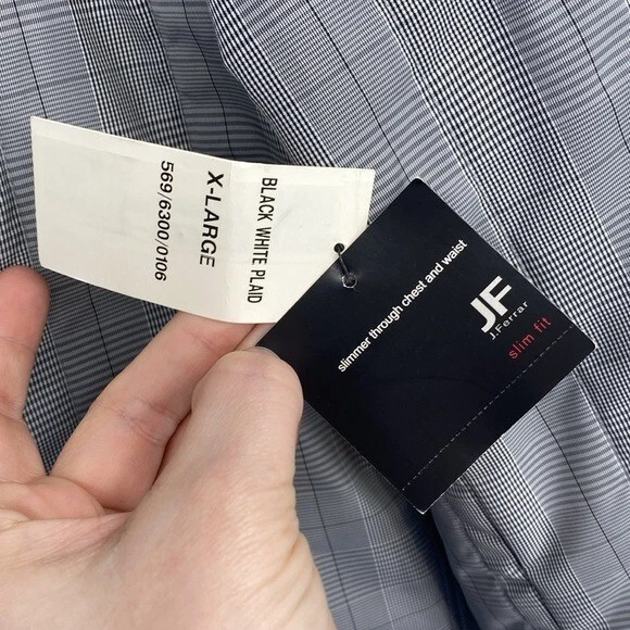 JF J.Ferrar Slim Fit Glen Plaid Jacket Men’s XL Black White Plaid Performance - product detail image 7