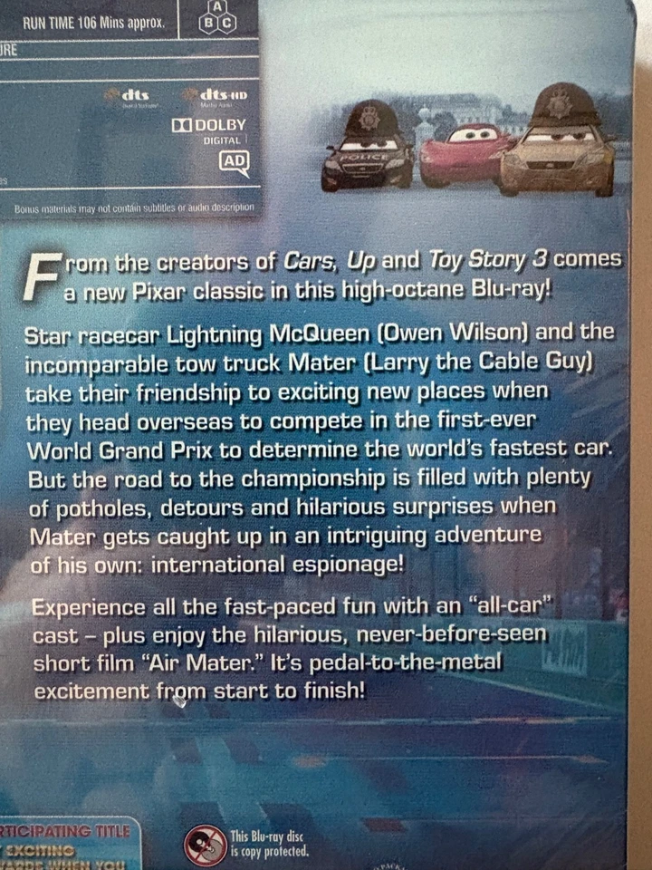 Disney's Cars 2 With Owen Wilson BluRay U L/E Steelbook New & Sealed 682G - Image 3 of 4