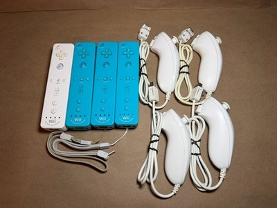 Lot of 4x OEM Nintendo Wii Motion Plus Remote Controllers RVL-036 Nunchuck