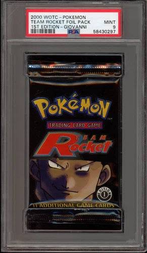 Pokemon Team Rocket 1st Edition Giovanni Art Sealed Booster Pack PSA 9 Mint