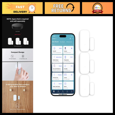 Wireless Zigbee Door & Window Sensors 3-Pack, Mini Contact Sensor for Home Autom