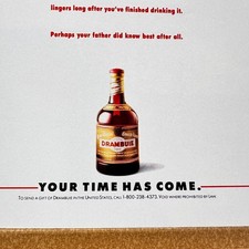 Licor Drambuie de la década de 1990 Time Has Come anuncio impreso de colección arte publicitario de alcohol