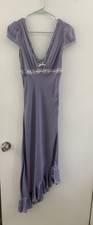 Urban Outfitters Lavender Lace Trim Midi Dress Ruffle Hem V-Neck Size S