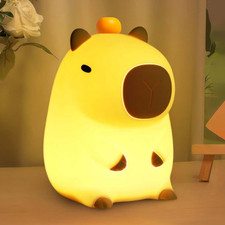 Cute Capybara Night Light Silicone LED Dimmable Touch Nursery Lamp Rechargeable