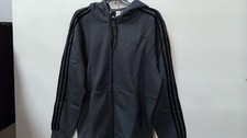 Adidas Men s Essentials Fleece 3-Stripes Full-Zip Hoodie Grey Men s Large