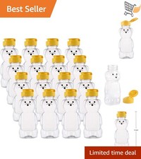 16 Pack Plastic Bear Honey Bottles 8oz Reusable Squeeze Jars with Flip-Top