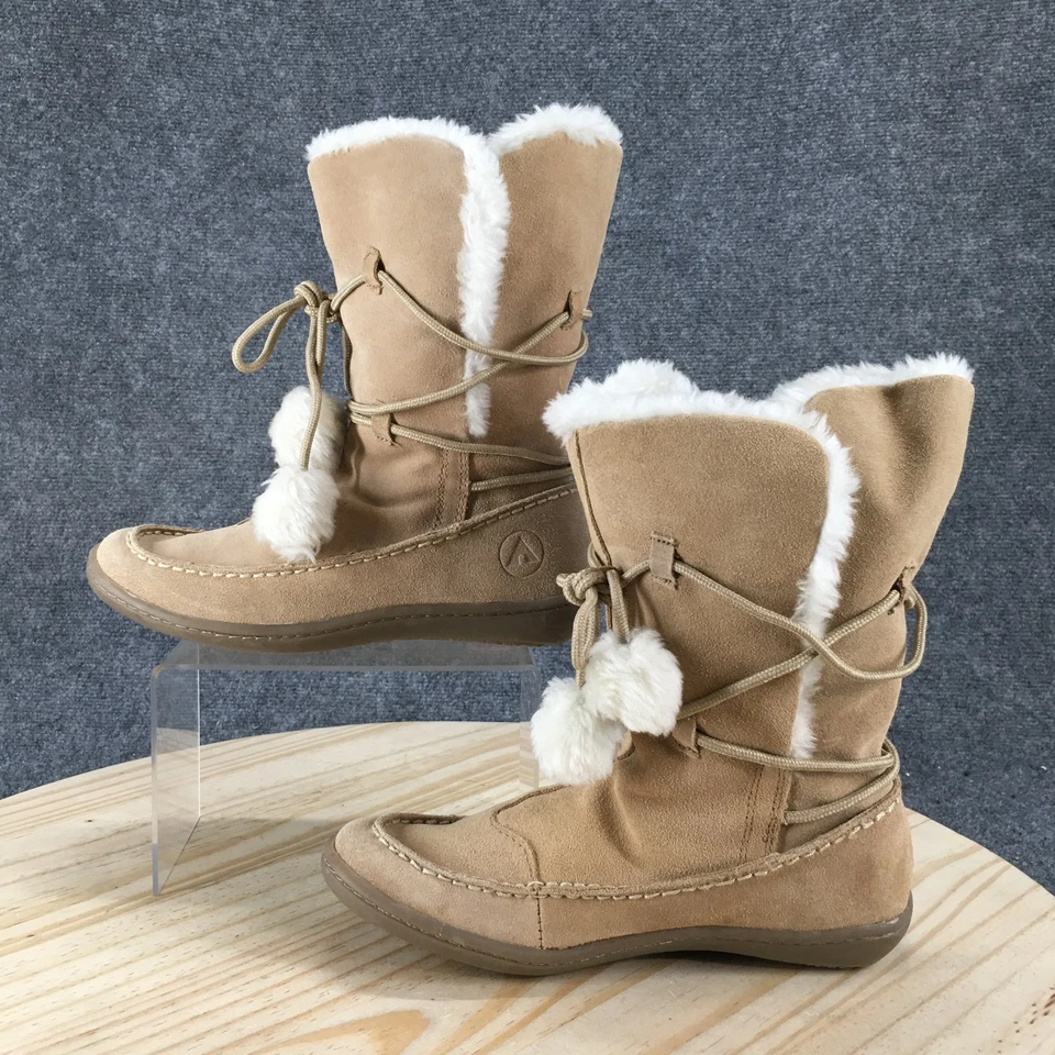 Botas Air Walk para mujer 6,5 invierno botín a media pantorrilla beige sin usar, puntera, gamuza piel sintética Foto 2 de 4