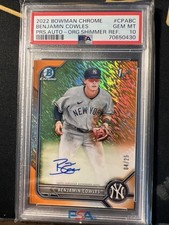 2022 Bowman Chrome Benjamin Cowles Gold Shimmer Autograph PSA 10 Yankees